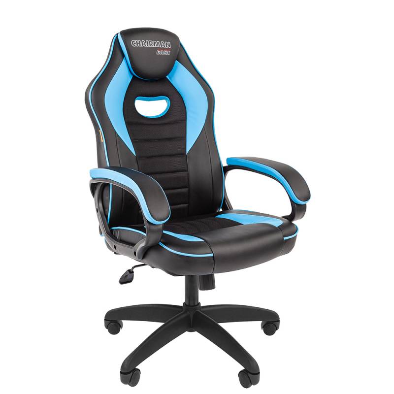 Игровое кресло Chairman game 16 Россия черн.голубой (экокожа, ткань TW) главное фото